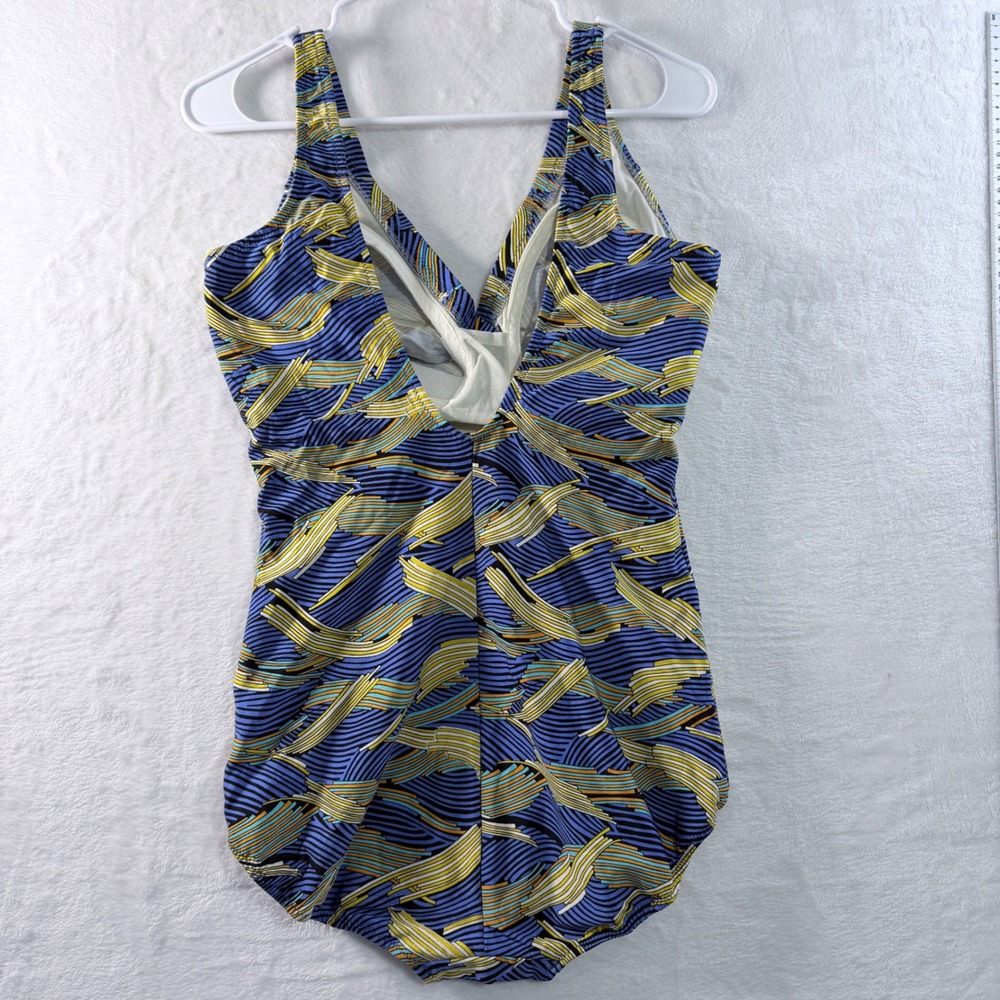Retro One Piece Swimsuit Abstract Wave Print Fortex-C No Size - Picture 2 of 6